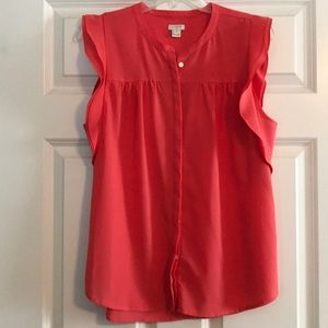 Sleeveless JCrew button down coral top